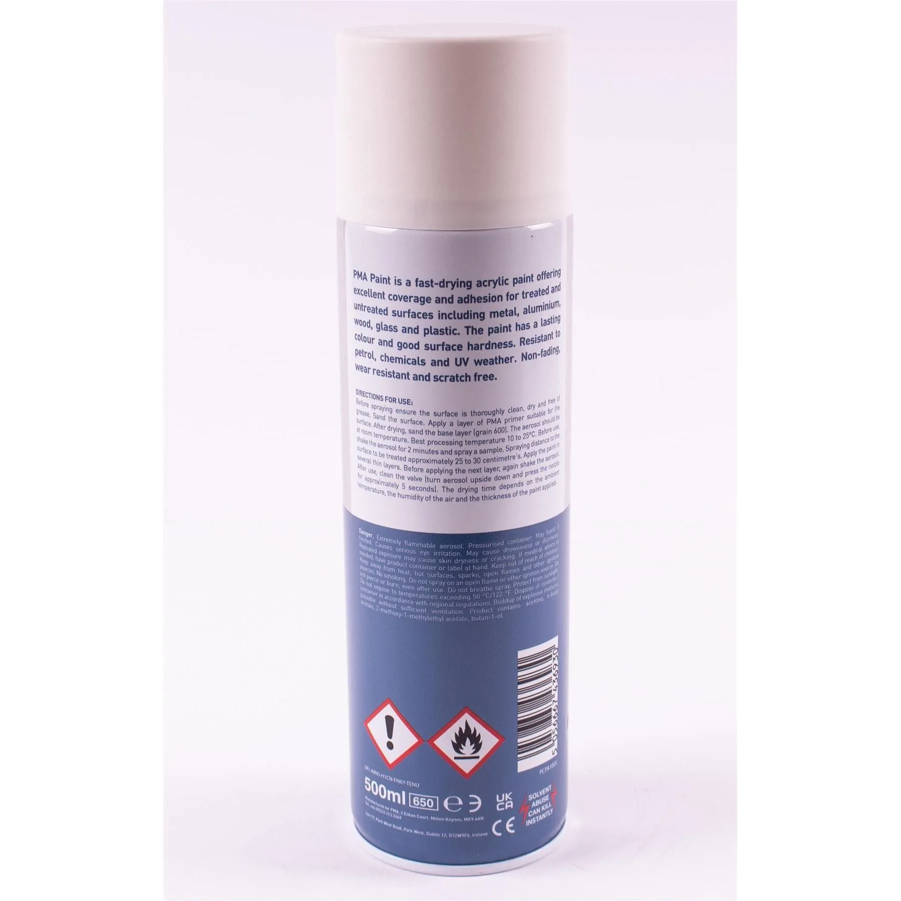 12 x PMA Aerosol Spray Paint Matt White Acrylic High Coverage 500ml