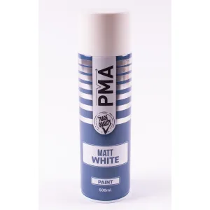 12 x PMA Aerosol Spray Paint Matt White Acrylic High Coverage 500ml