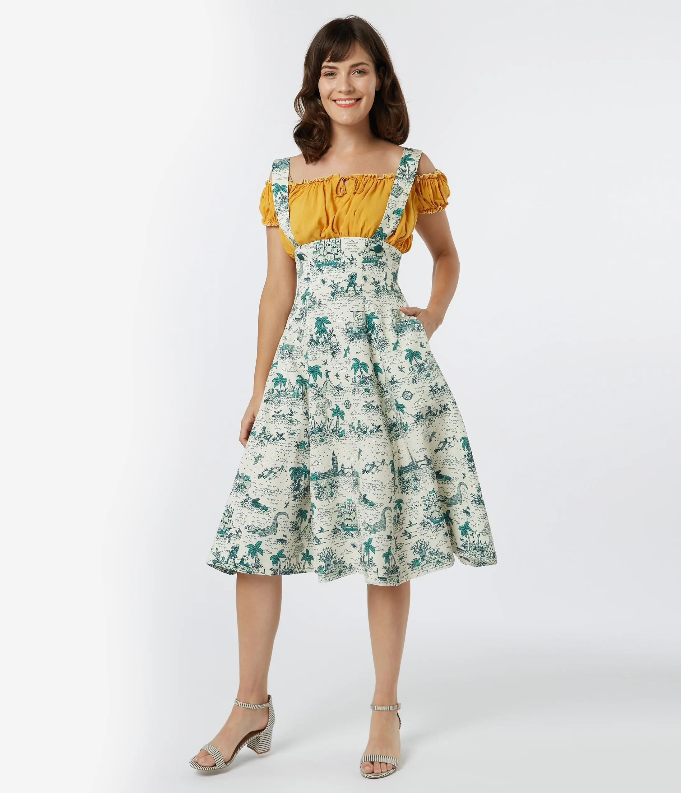 1950s Style Neverland Print Jumper Circle Skirt