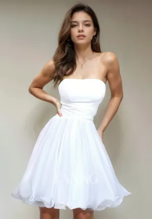 A-Line Strapless Tulle Elegant Party Homecoming Dress