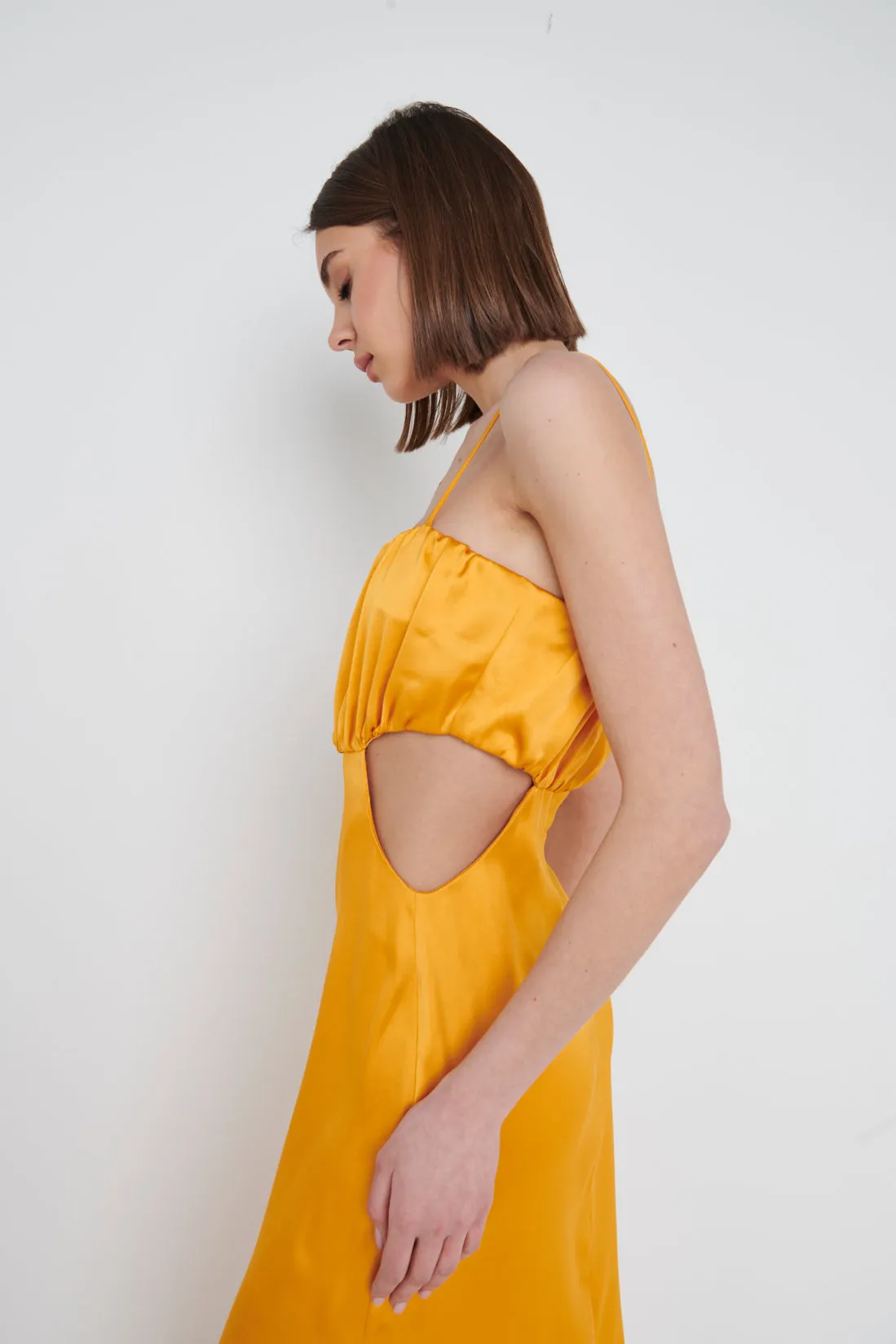 Ava Cut Out Bandeau Midaxi Dress - Tangerine