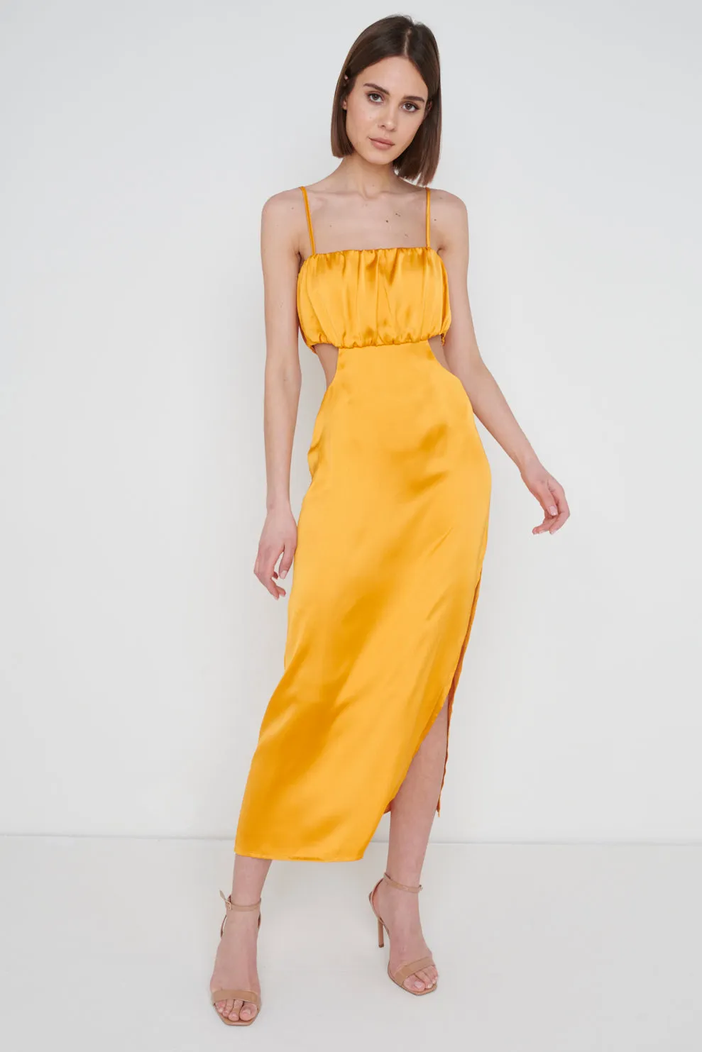 Ava Cut Out Bandeau Midaxi Dress - Tangerine