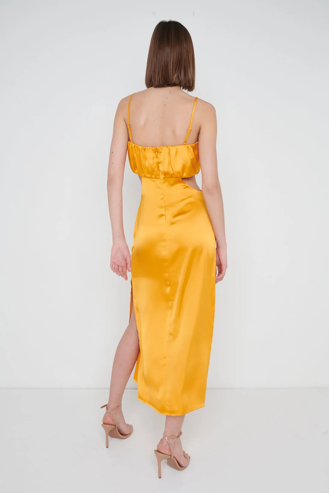 Ava Cut Out Bandeau Midaxi Dress - Tangerine