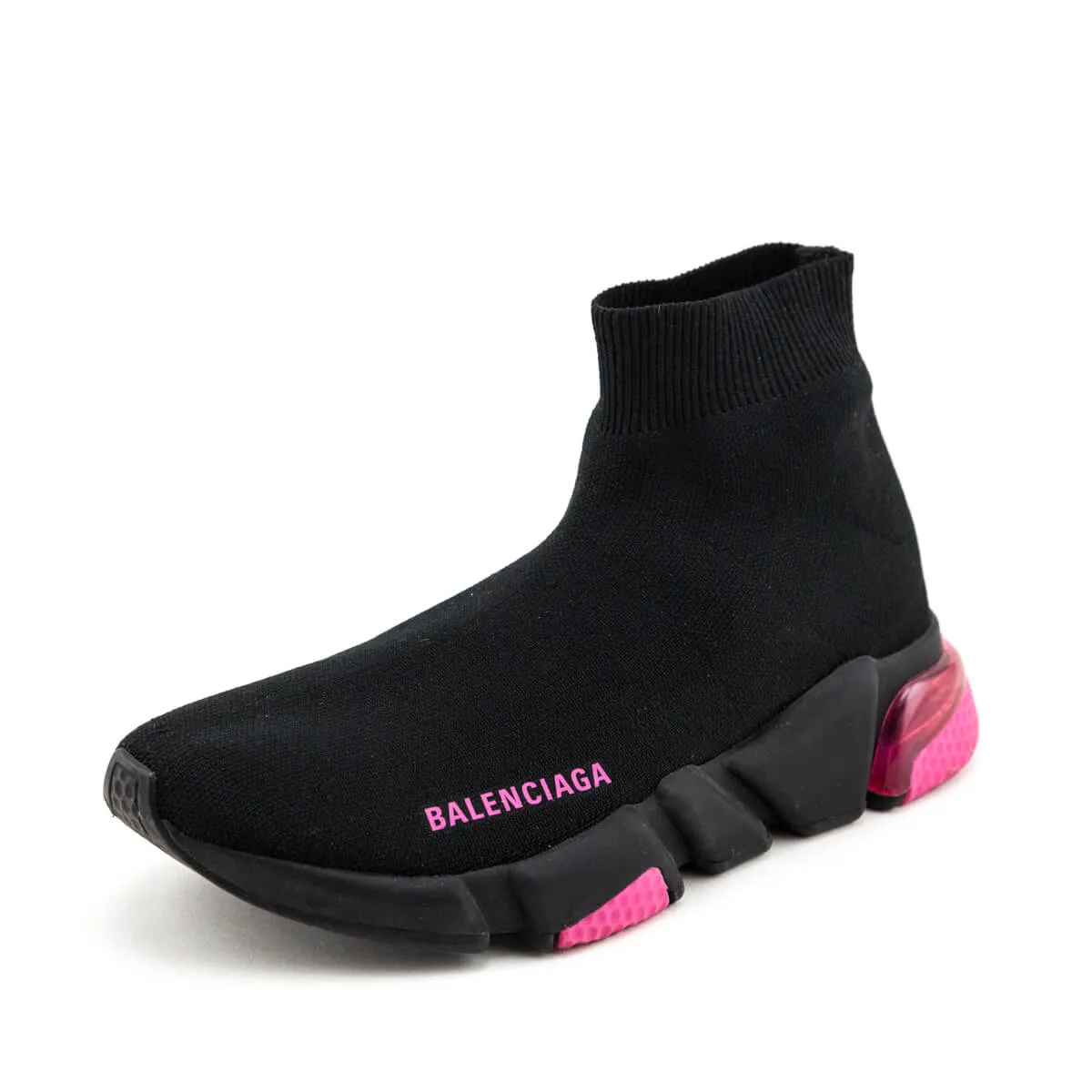 Balenciaga Black & Pink Speed Trainer Bubble Heel Sock Sneakers Size US 7 | EU 37