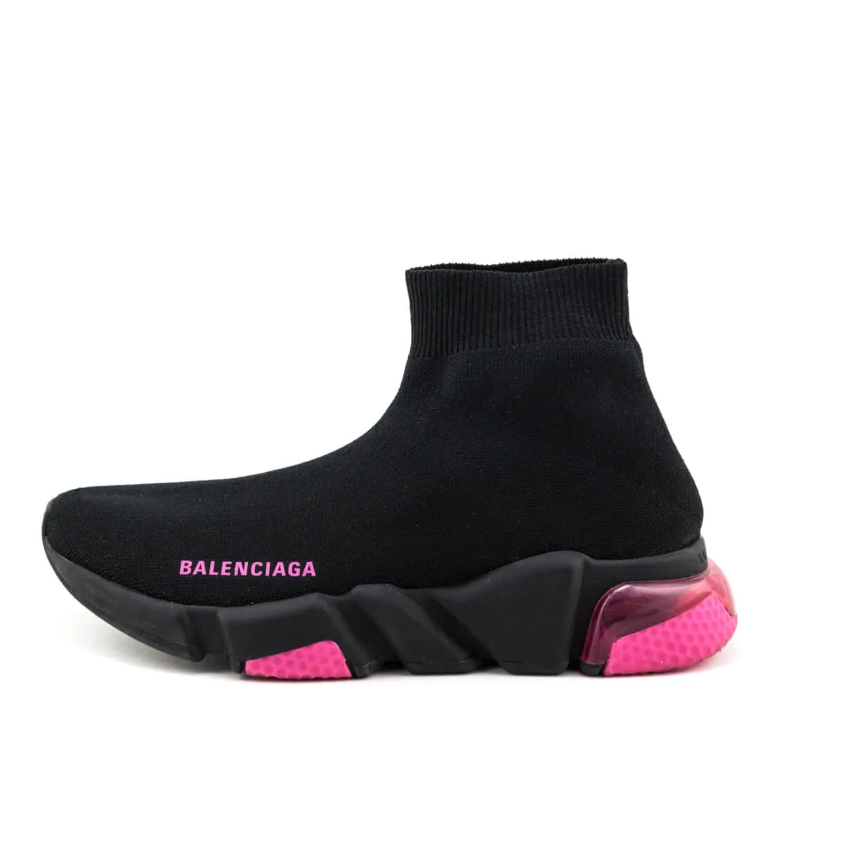 Balenciaga Black & Pink Speed Trainer Bubble Heel Sock Sneakers Size US 7 | EU 37