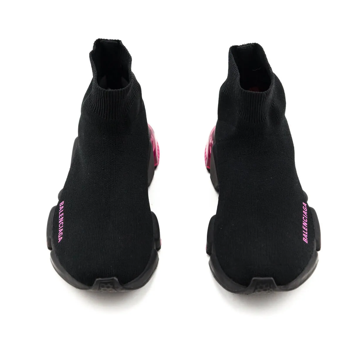 Balenciaga Black & Pink Speed Trainer Bubble Heel Sock Sneakers Size US 7 | EU 37