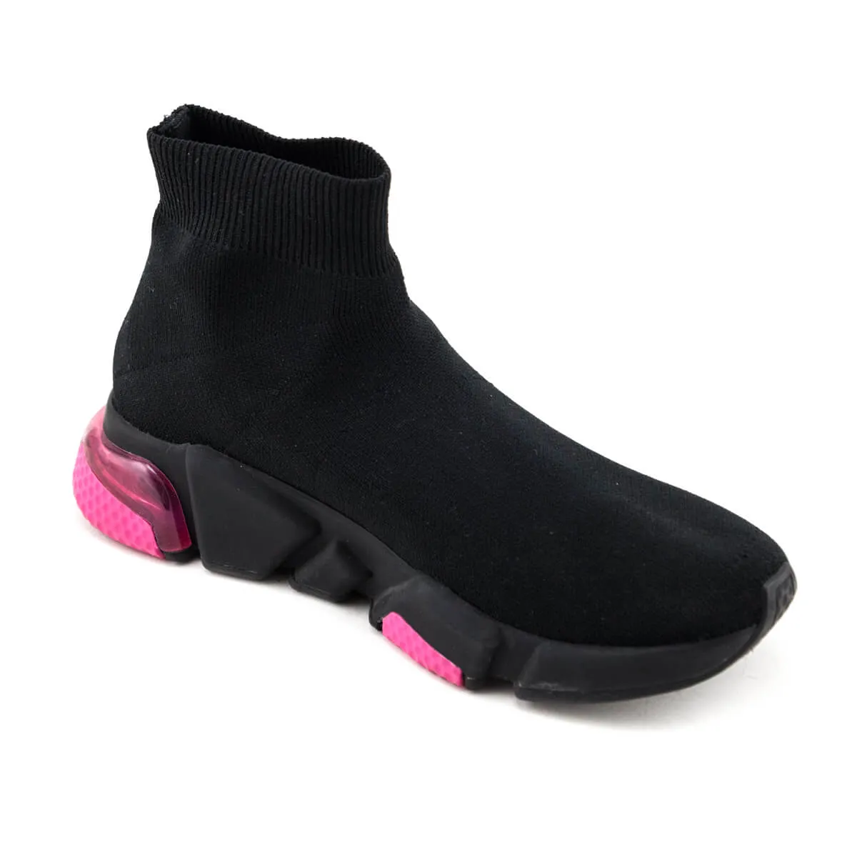 Balenciaga Black & Pink Speed Trainer Bubble Heel Sock Sneakers Size US 7 | EU 37