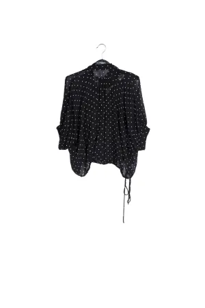 Black and off-white voluminous dotted sheer top