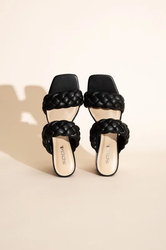 Black Stras Mule Heels Braided BUGGY-S