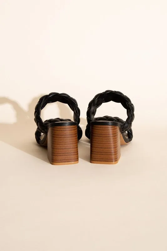 Black Stras Mule Heels Braided BUGGY-S