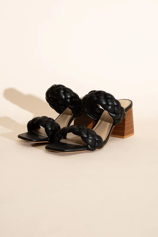 Black Stras Mule Heels Braided BUGGY-S