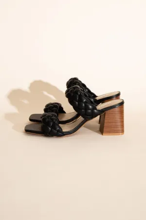 Black Stras Mule Heels Braided BUGGY-S