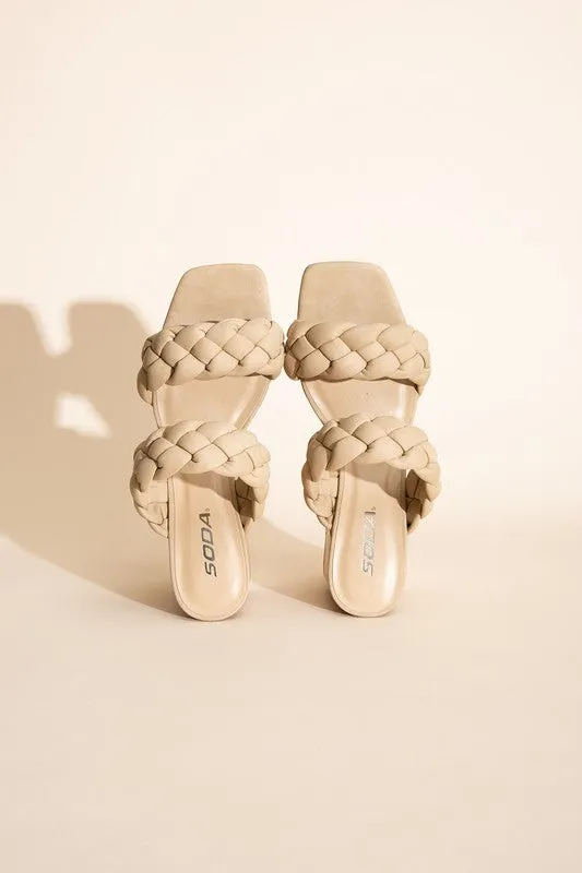 Black Stras Mule Heels Braided BUGGY-S