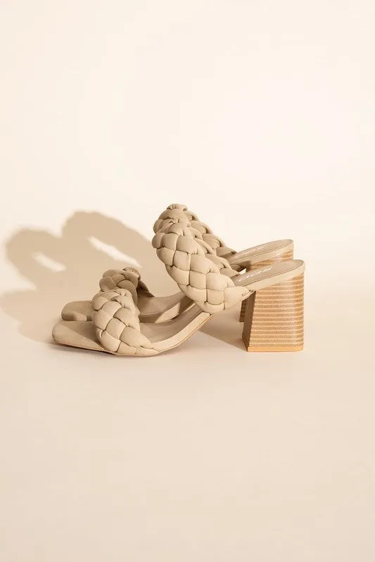 Black Stras Mule Heels Braided BUGGY-S