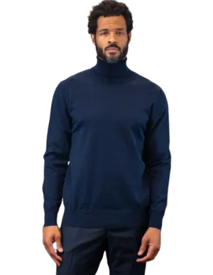 Blue Men's Turtleneck Sweaters Light Blend Regular-Fit