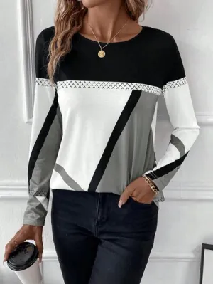 Bold Color Graphic Long Sleeve Top