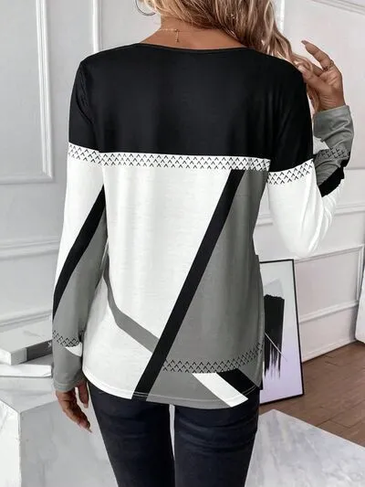 Bold Color Graphic Long Sleeve Top