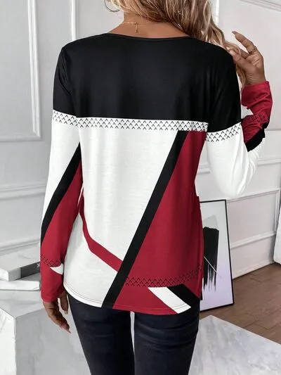Bold Color Graphic Long Sleeve Top