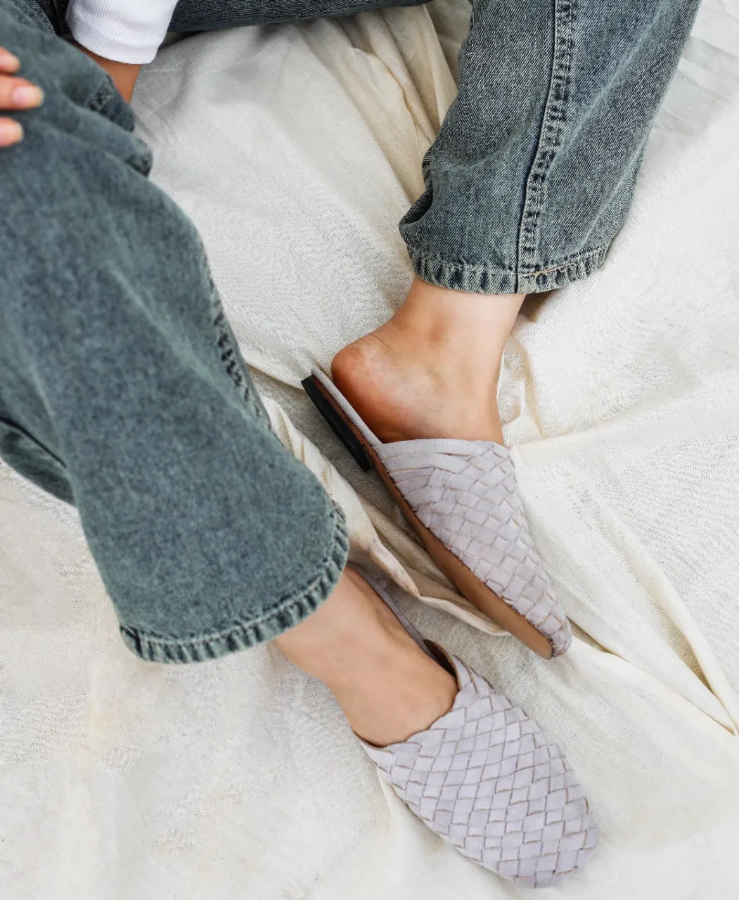 Braided Mules Grey