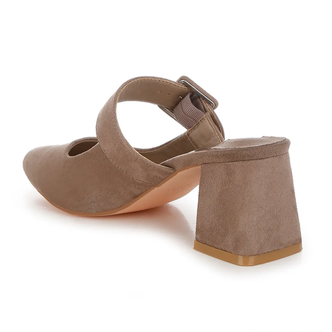 Buckle Strap Detail Microfiber Mules