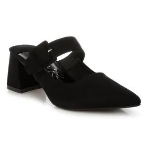 Buckle Strap Detail Microfiber Mules