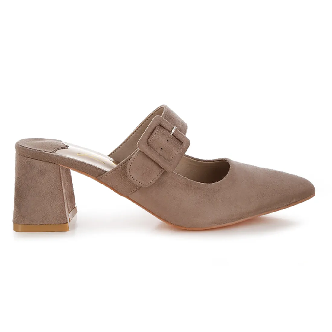 Buckle Strap Detail Microfiber Mules