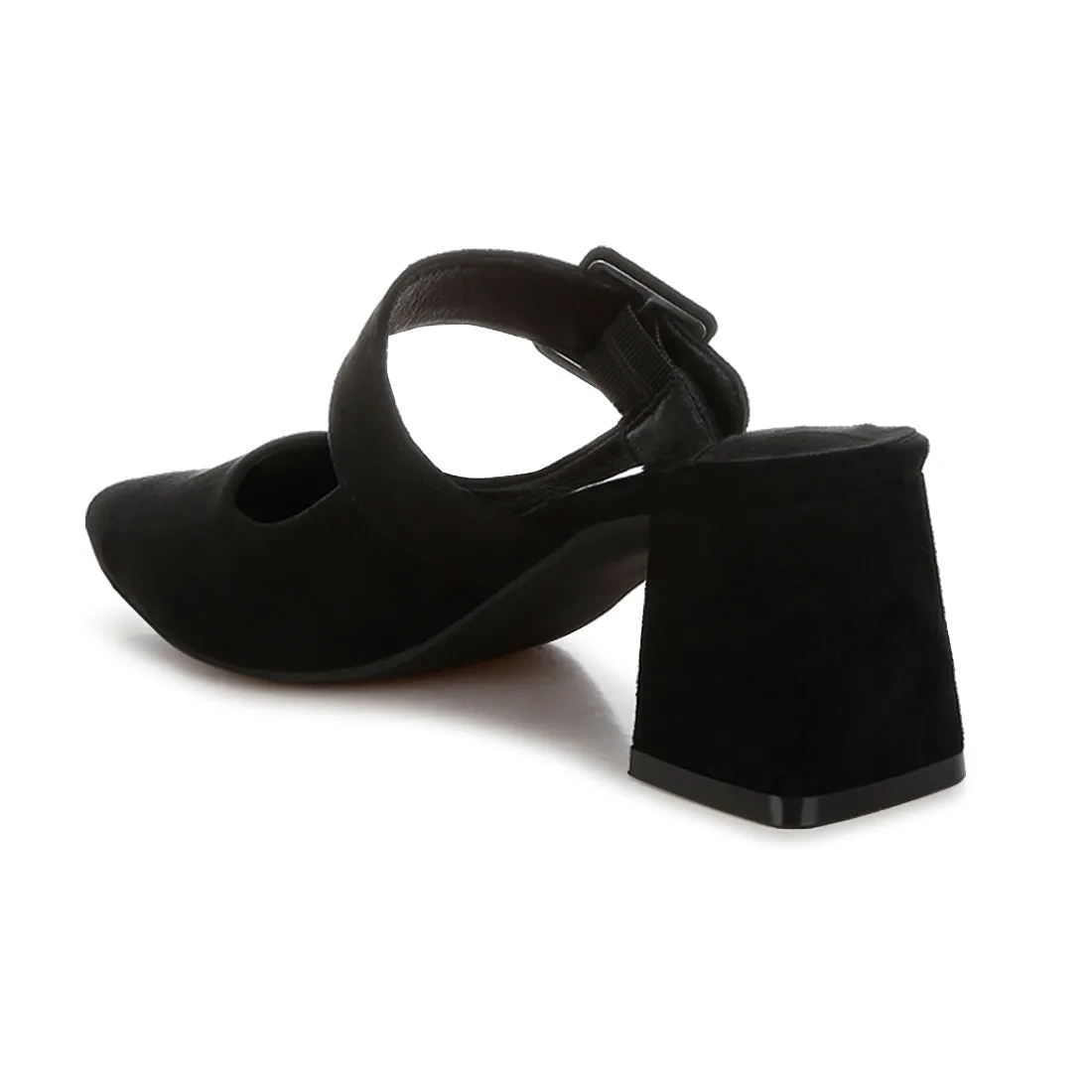 Buckle Strap Detail Microfiber Mules