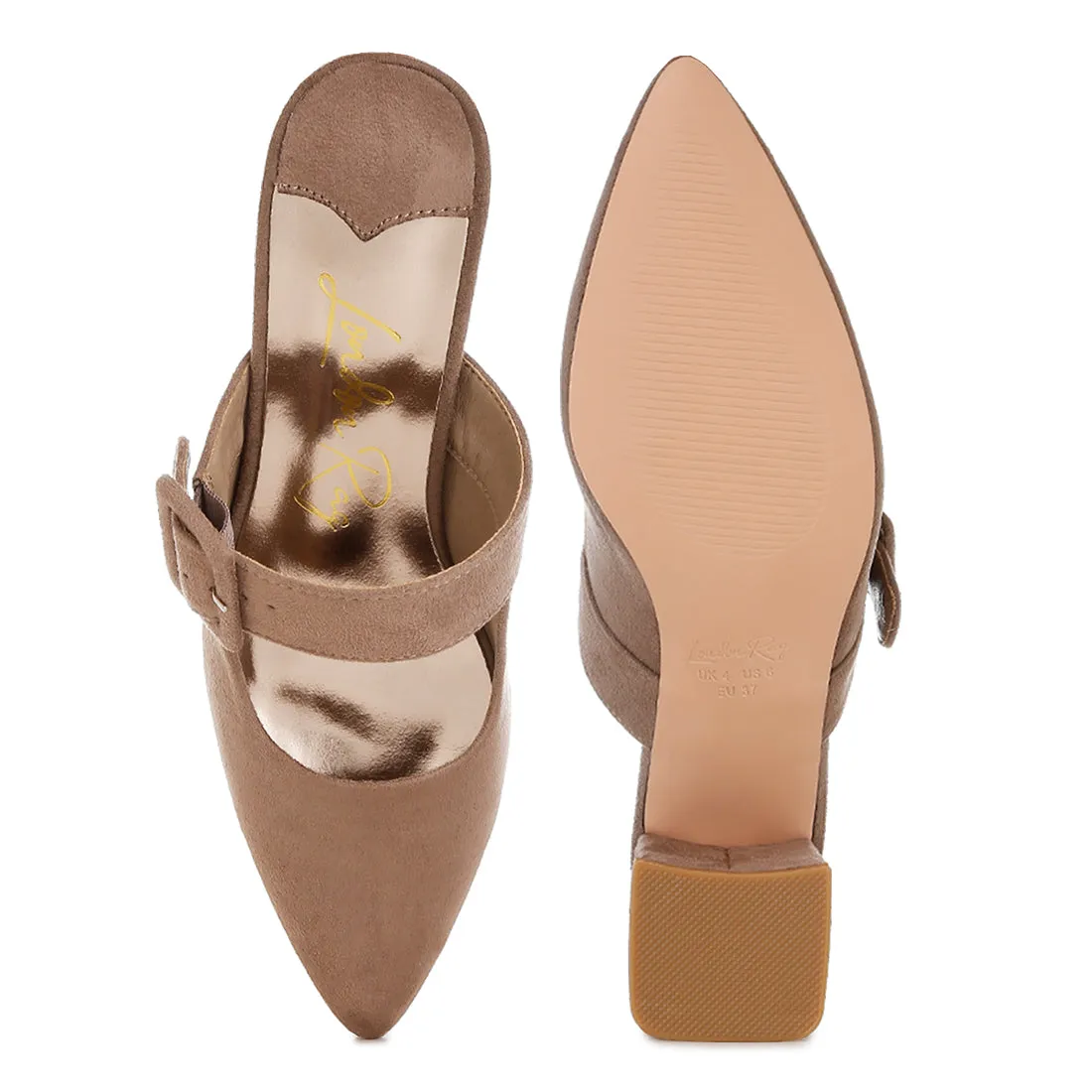 Buckle Strap Detail Microfiber Mules