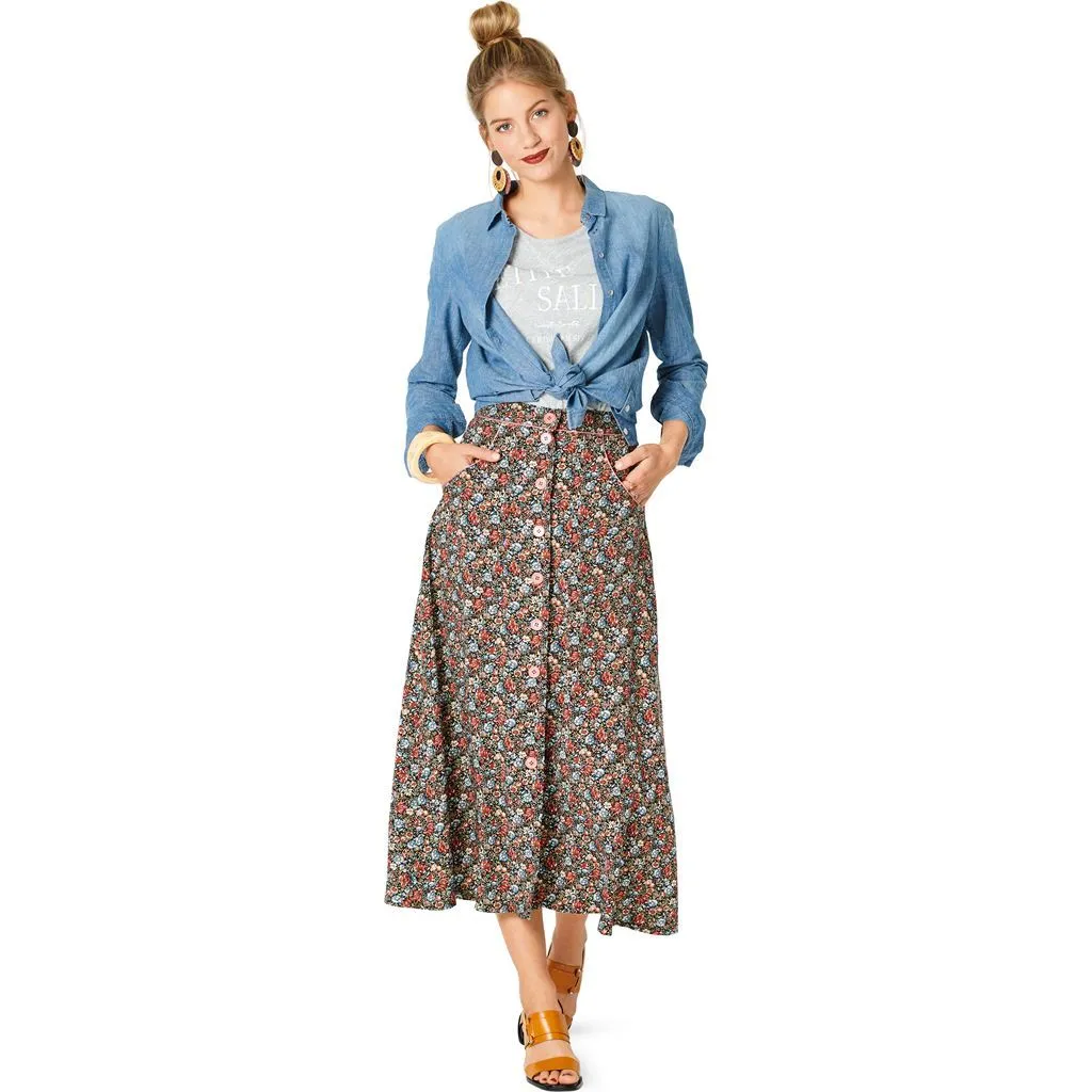 Burda Style Pattern B6252 Misses' Skirts, Front Fastening, Mini or Midi Length with Pocket Variations