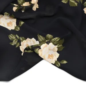 Candlelit Roses Rayon Georgette - Black/Butter