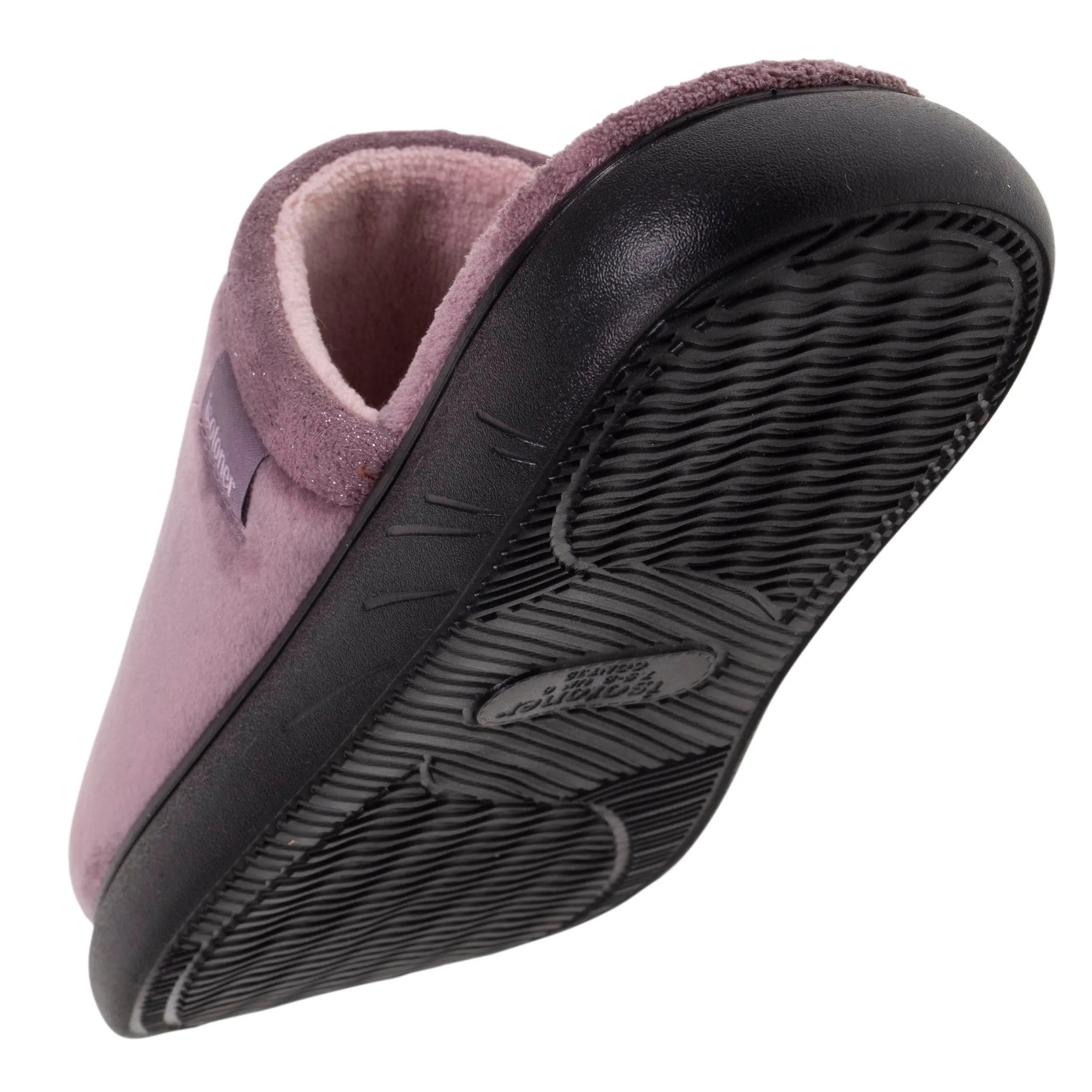 Chaussons mules Femme Taupe pailleté