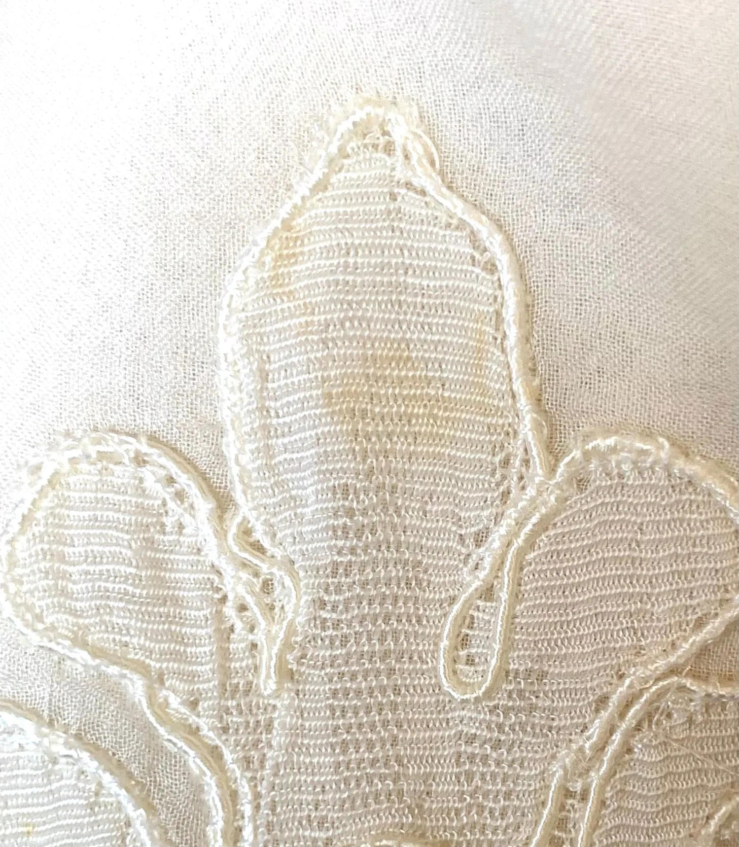 Christian Dior Boutique Cream Silk Organdy Blouse with Guipure Lace Appliques