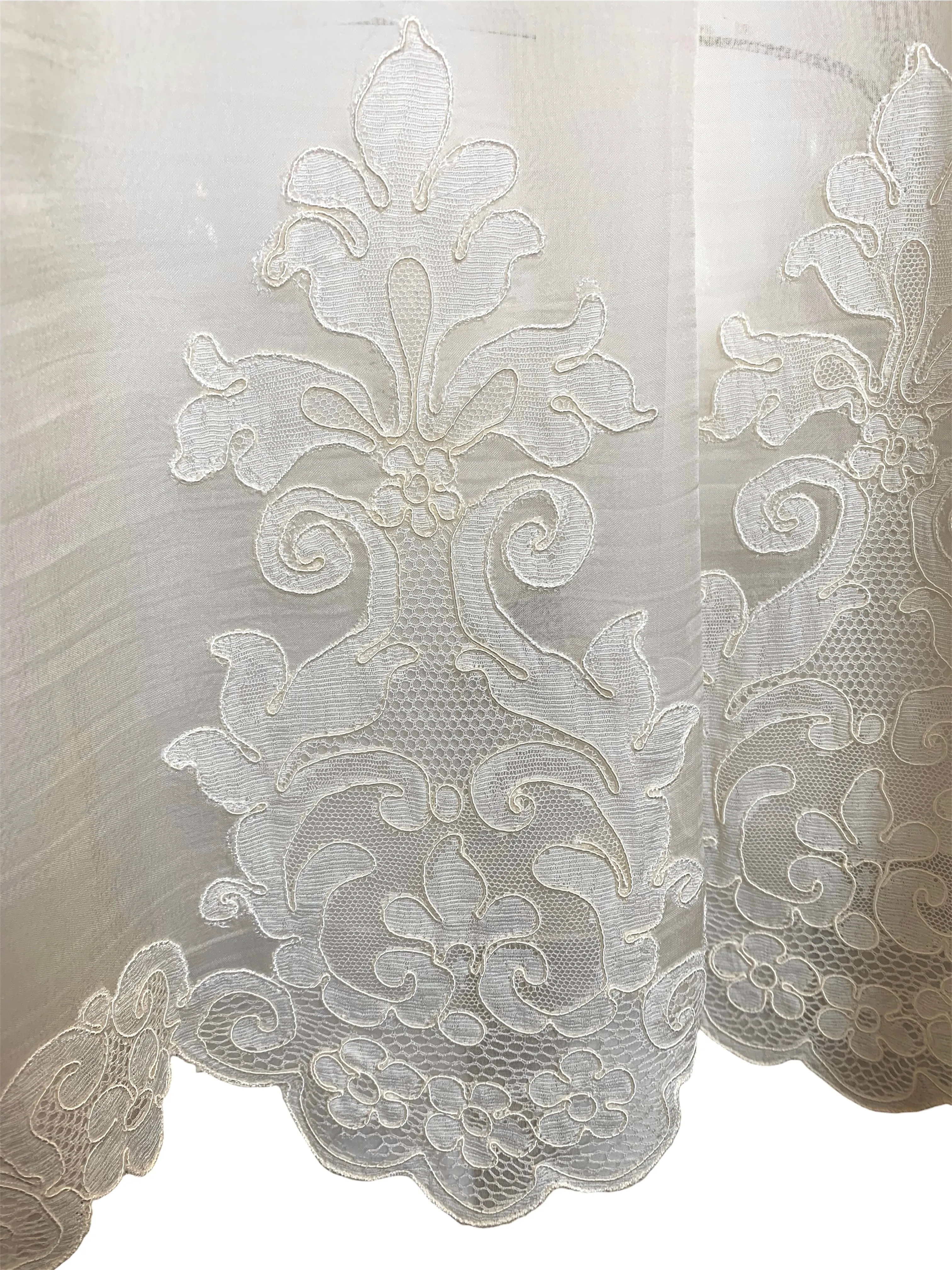 Christian Dior Boutique Cream Silk Organdy Blouse with Guipure Lace Appliques