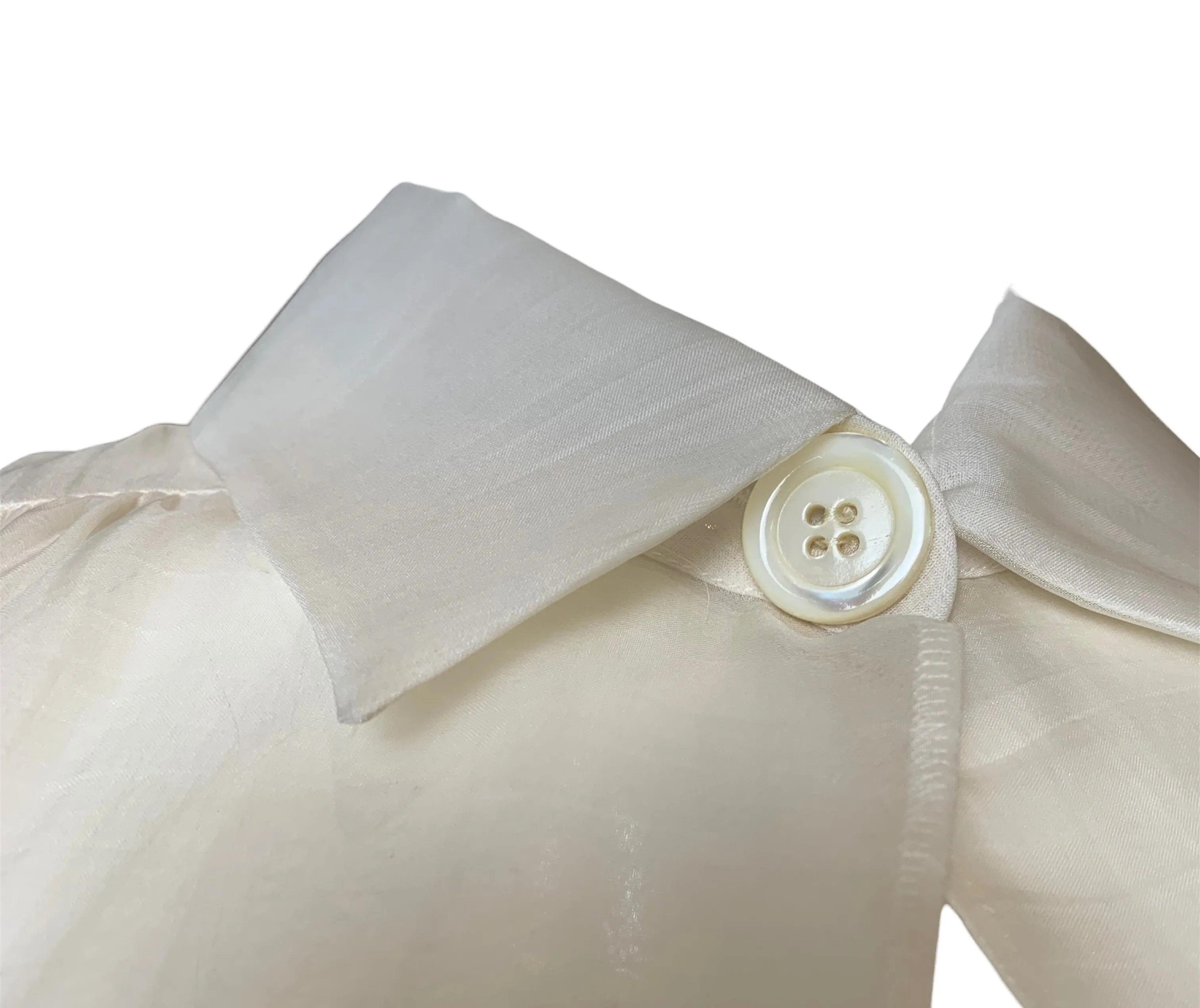 Christian Dior Boutique Cream Silk Organdy Blouse with Guipure Lace Appliques