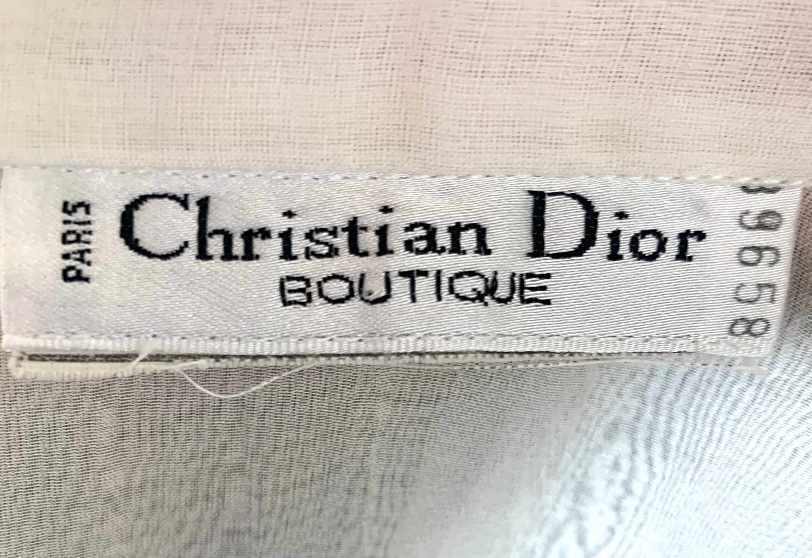 Christian Dior Boutique Cream Silk Organdy Blouse with Guipure Lace Appliques