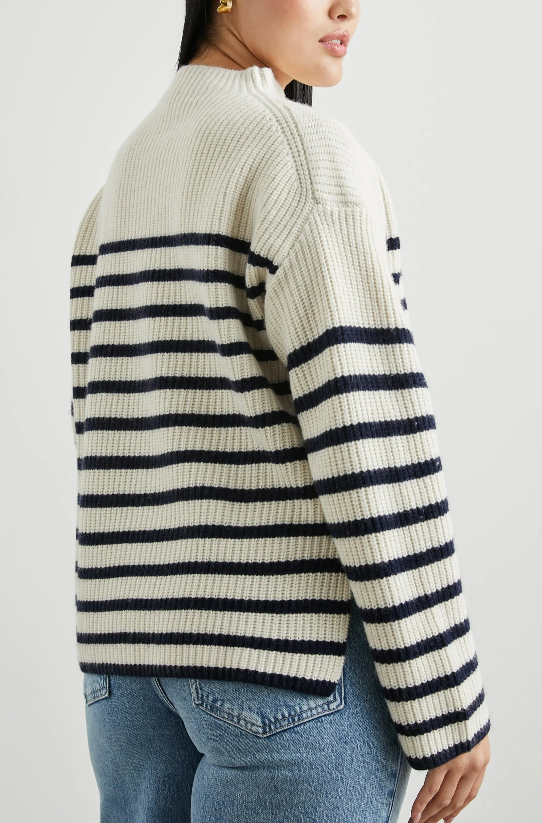 CLAUDIA SWEATER - CREAM NAVY STRIPE