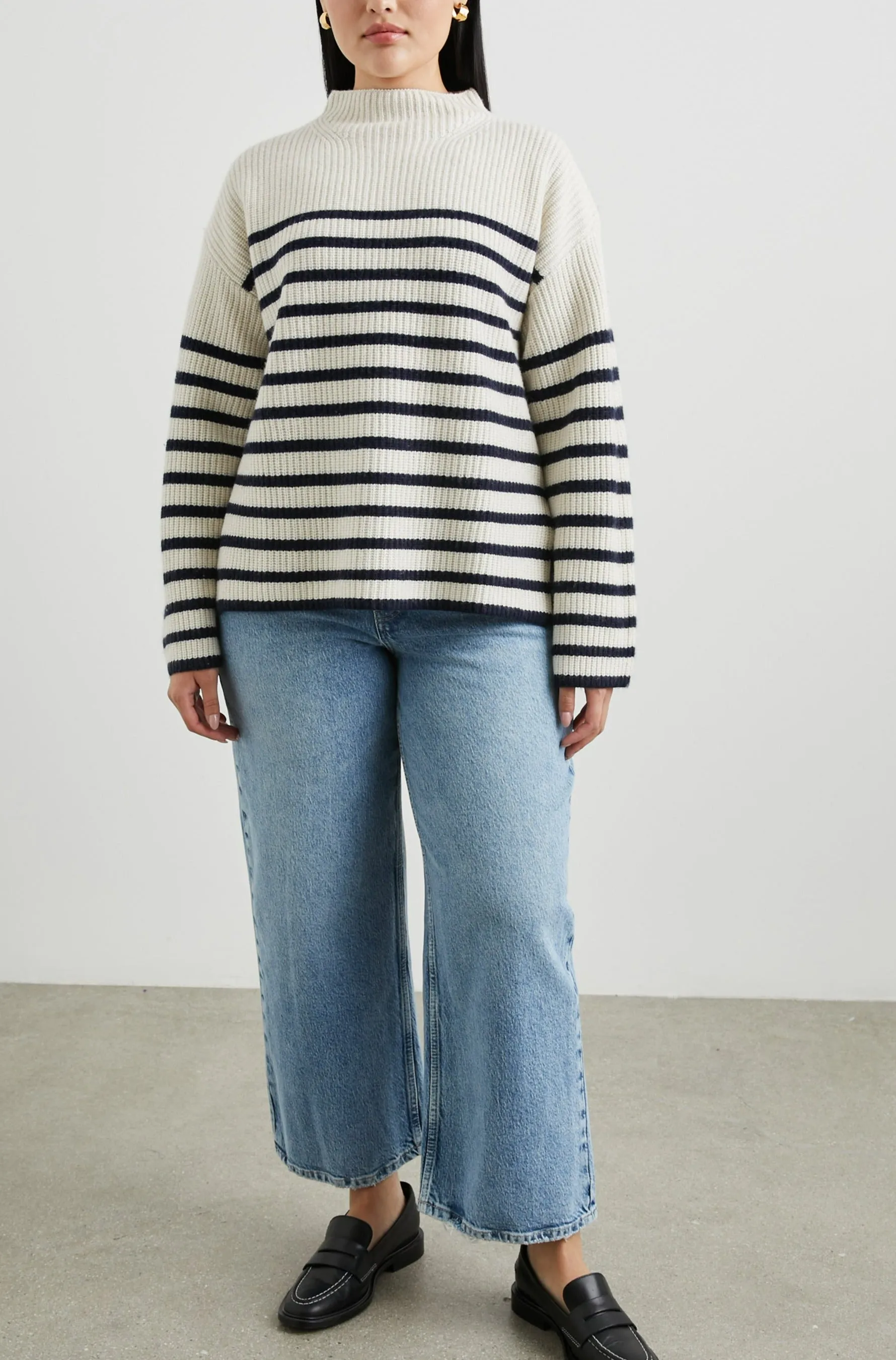 CLAUDIA SWEATER - CREAM NAVY STRIPE