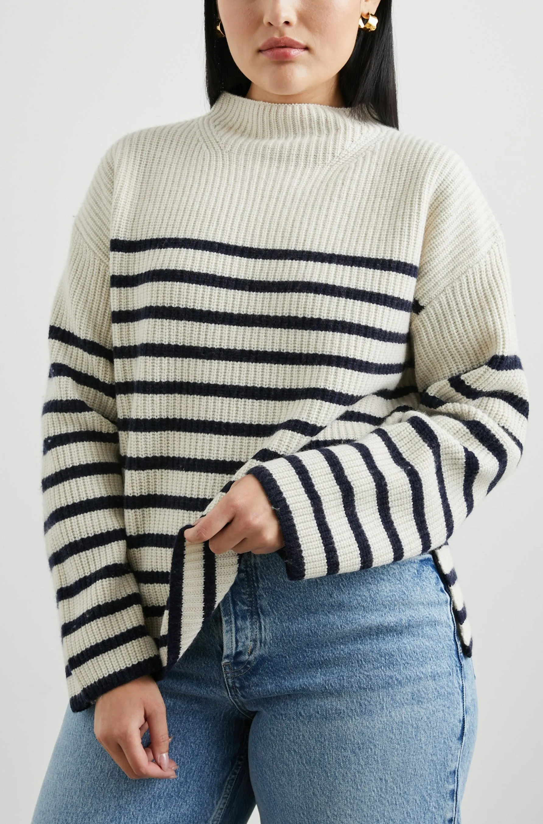 CLAUDIA SWEATER - CREAM NAVY STRIPE