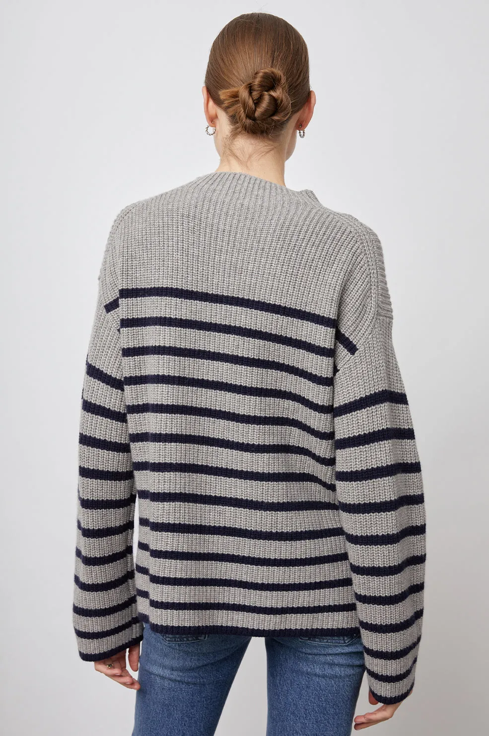 CLAUDIA SWEATER - HEATHER NAVY STRIPE