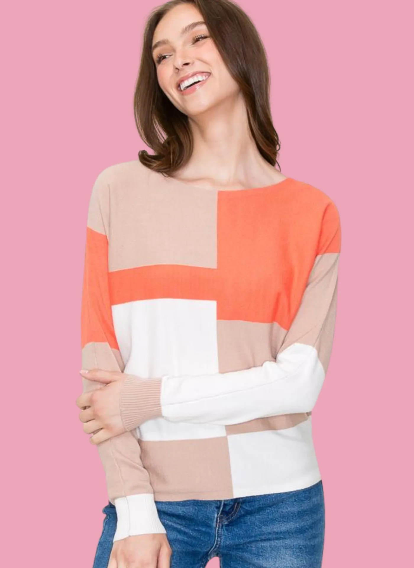 Colorblock Boatneck Sweater