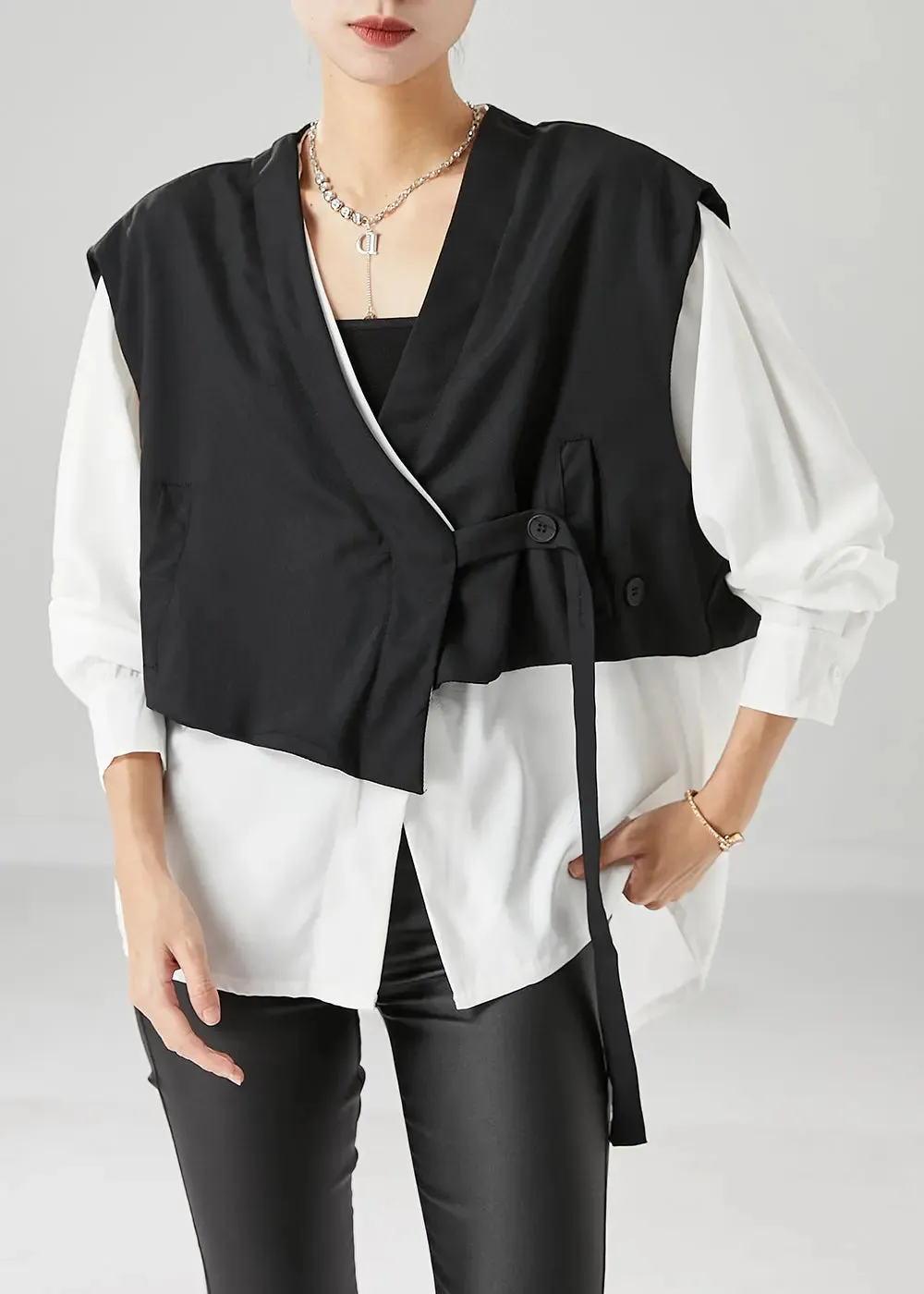 Colorblock Oversized Patchwork Cotton Coats