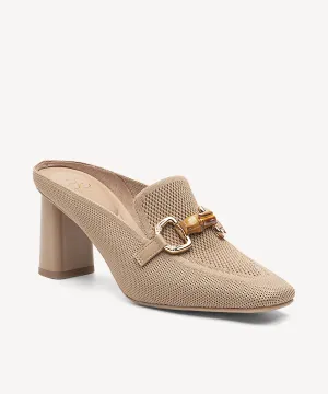 Commute Natural Square Toe Heeled Mules