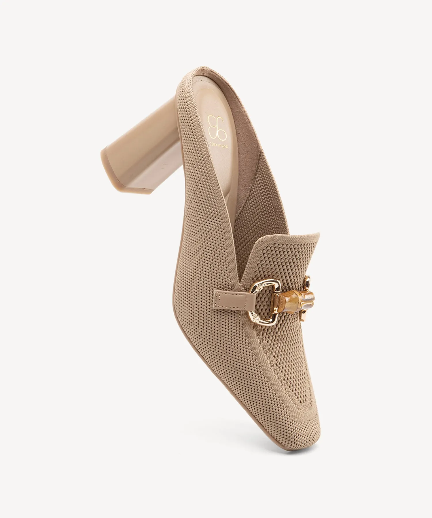 Commute Natural Square Toe Heeled Mules