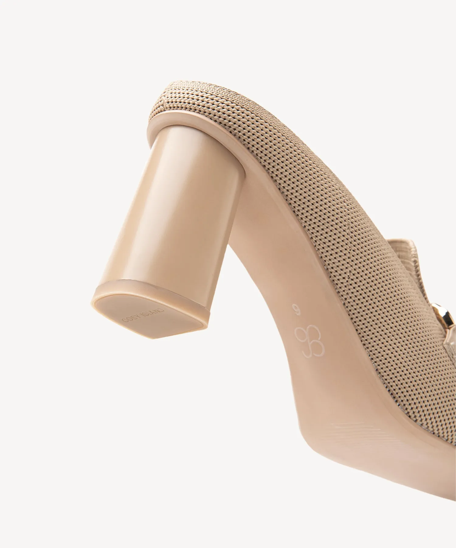 Commute Natural Square Toe Heeled Mules