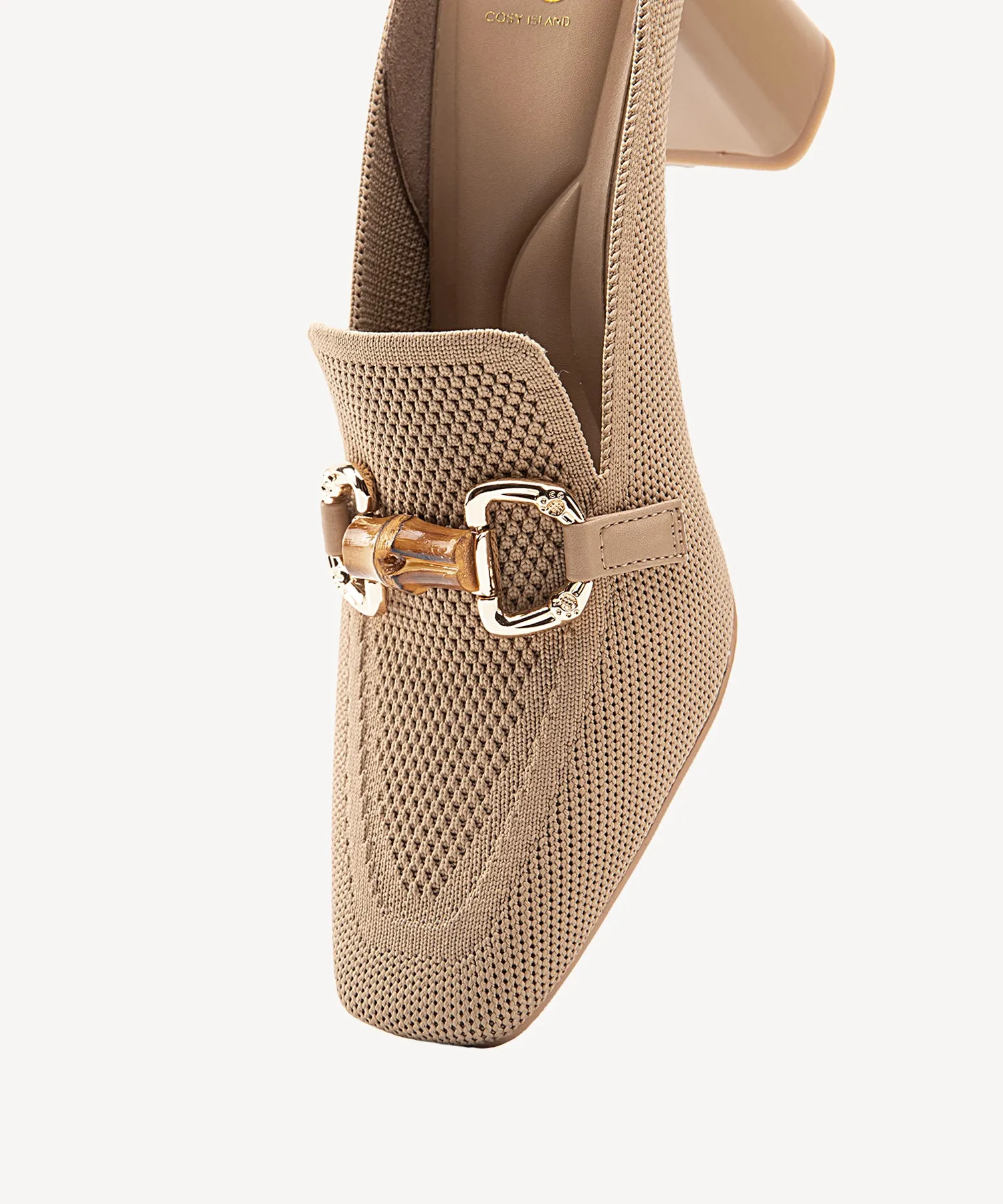 Commute Natural Square Toe Heeled Mules