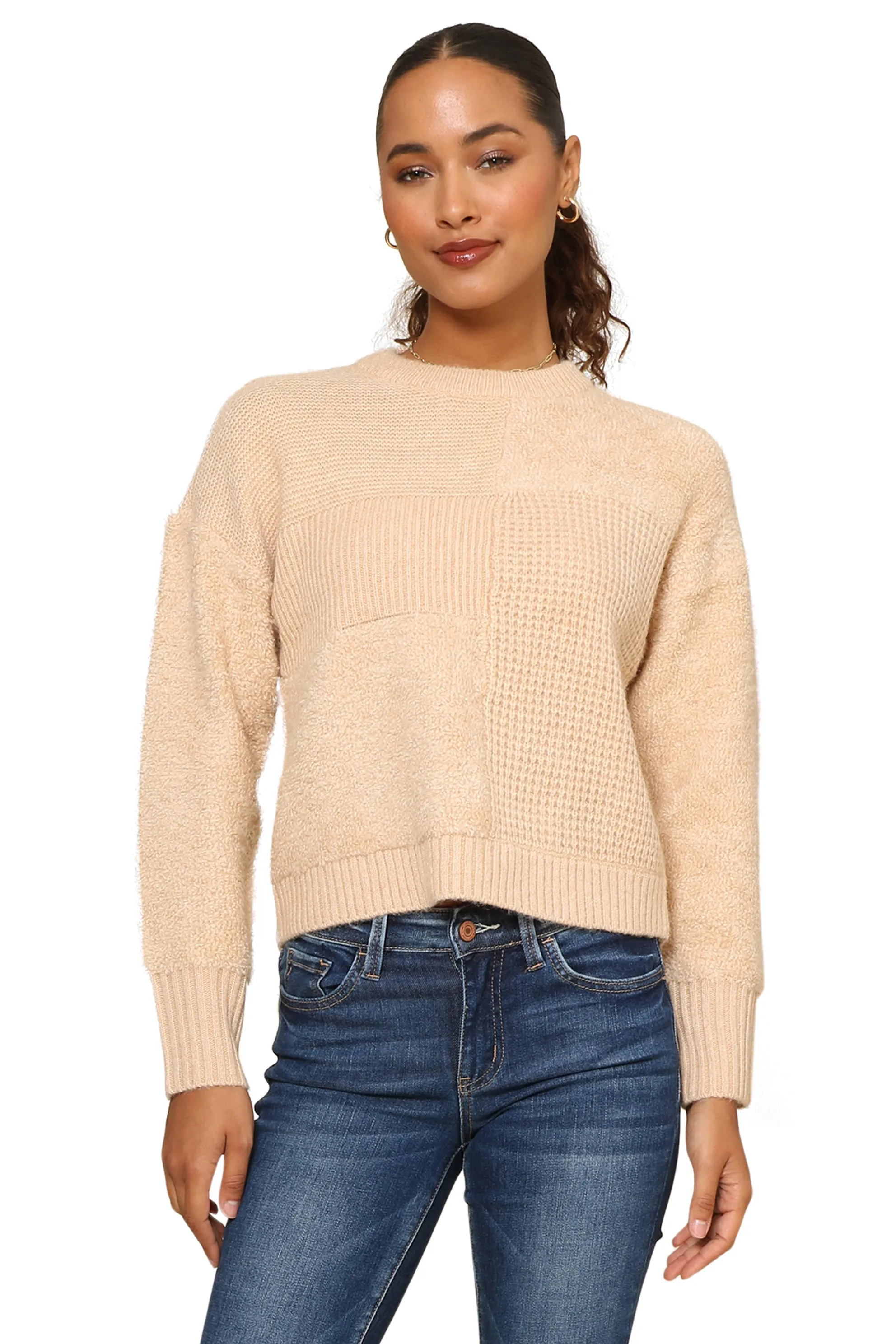 Crop Patchwork Boxy Sweater