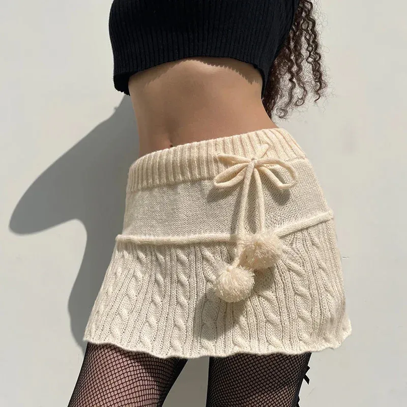 DressBetty - Sexy Knitted Low Waist Preppy Style Skirt