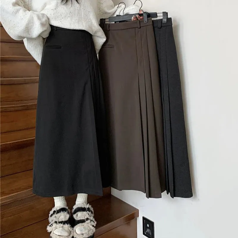 DressBetty - Vintage Pleated College Style High Waist A-Line Skirt