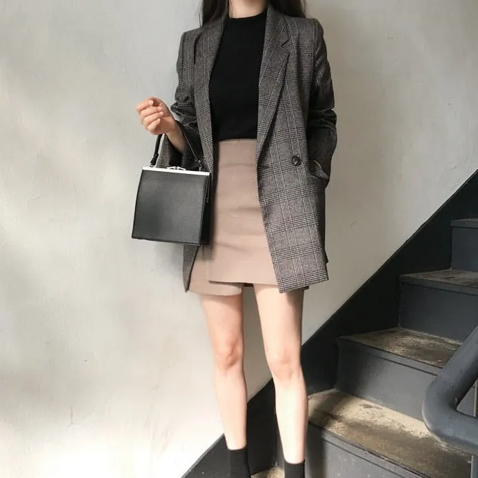 Elegant Plaid Printed Blazer