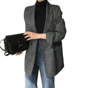Elegant Plaid Printed Blazer